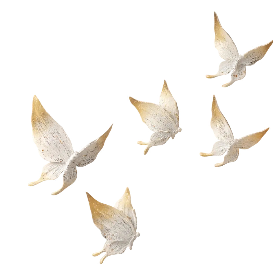 Sasha White & Gold Resin Butterflies