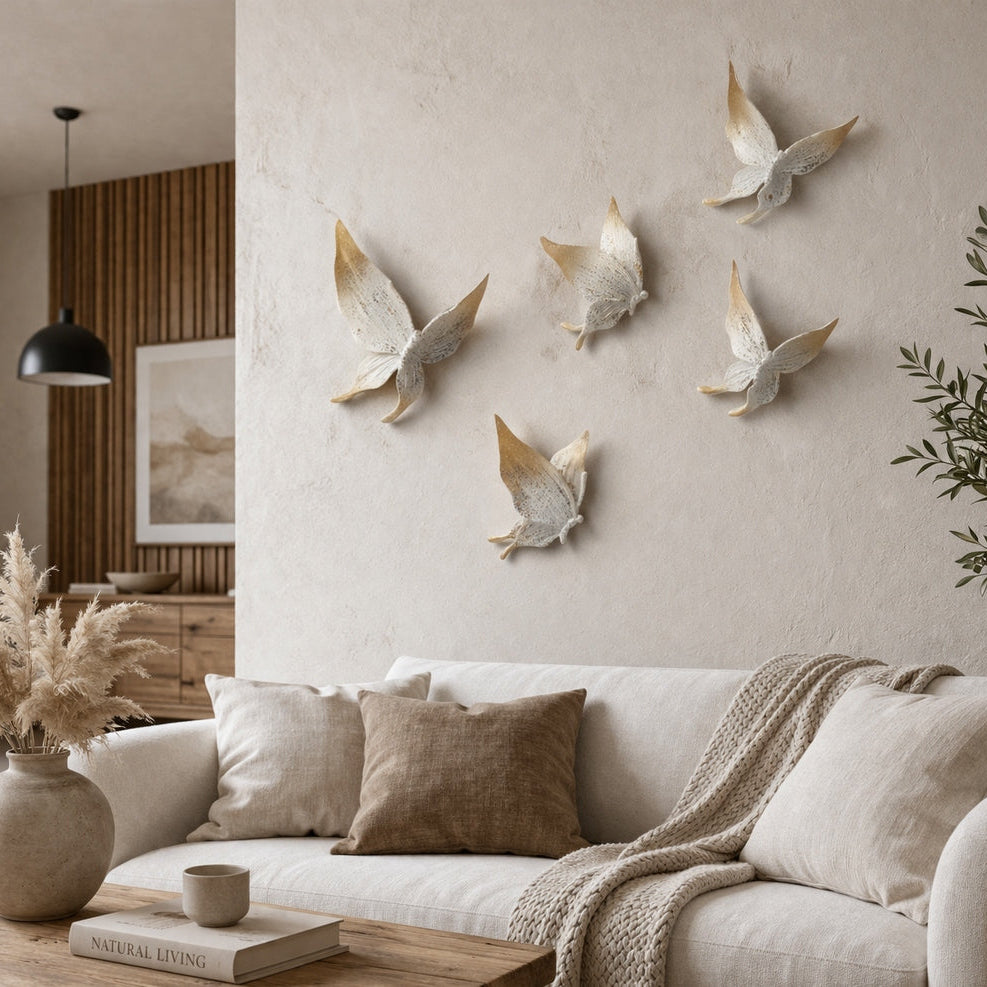 Sasha White & Gold Resin Butterflies