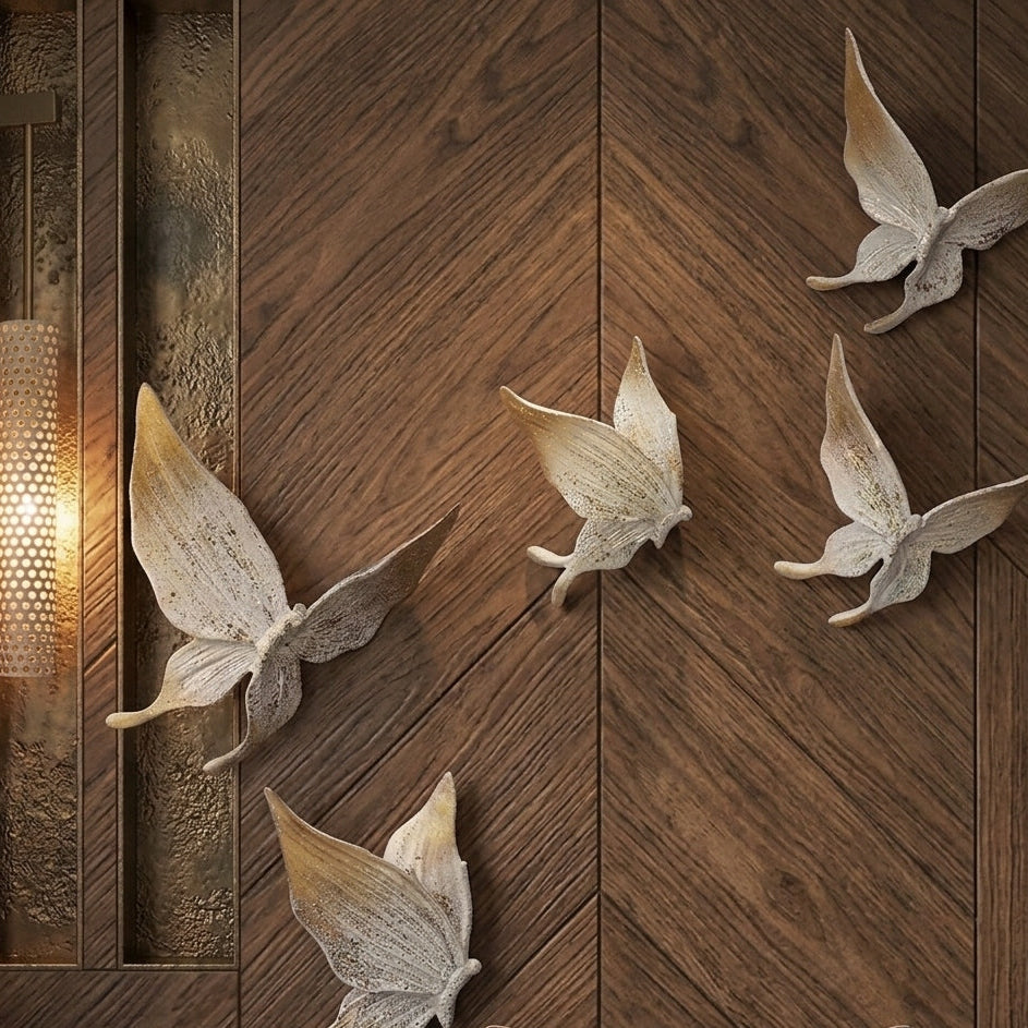 Sasha White & Gold Resin Butterflies