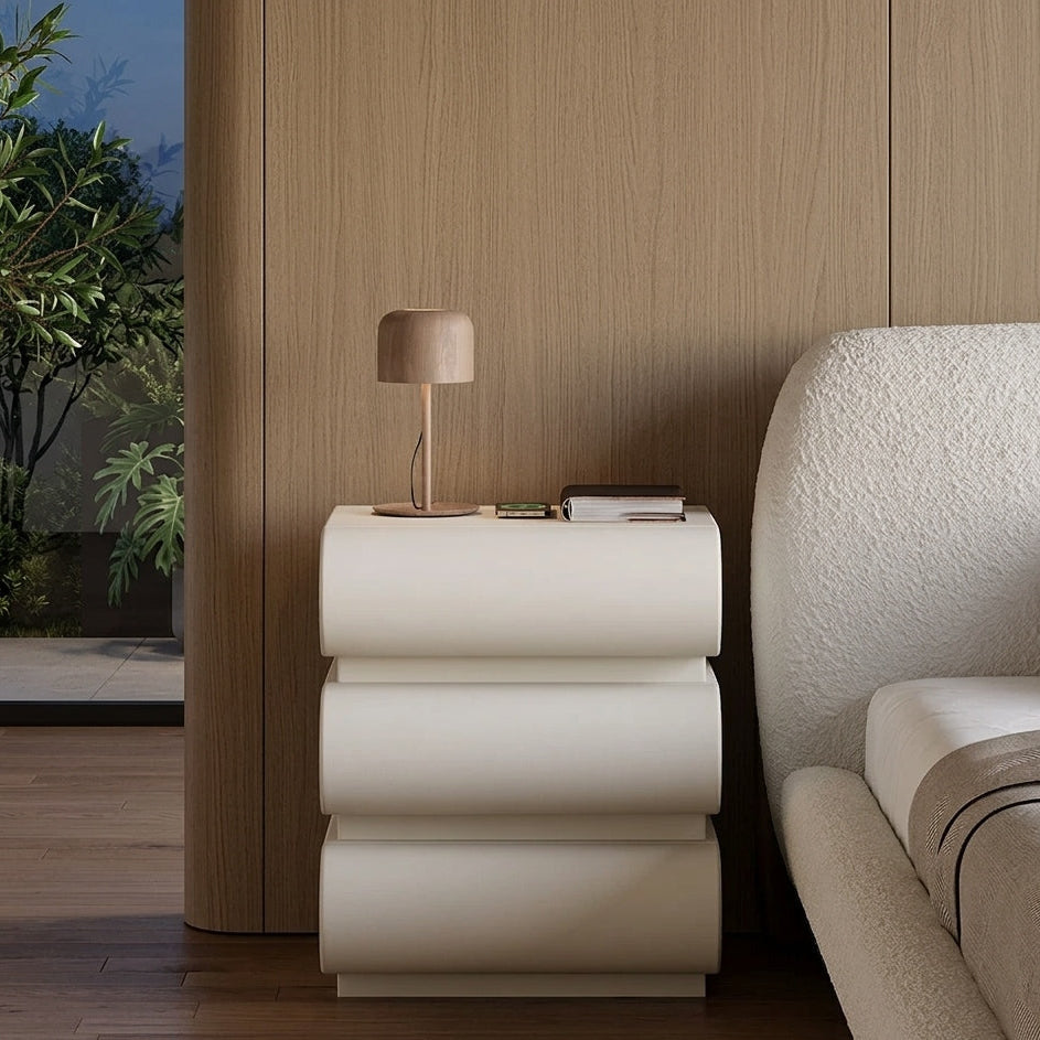 Valentina Modern White Leather Smart Nightstand